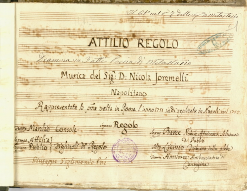Jommelli - Attilio Regolo - Score