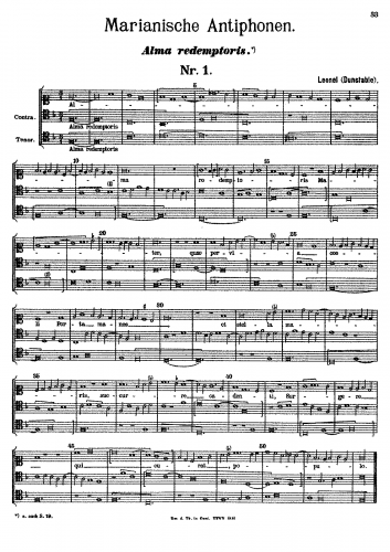 Dunstaple - Marianische Antiphonen -  Alma redemptoris - Score