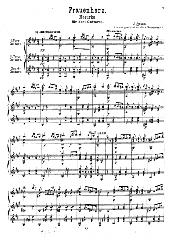 Strauss - Polka Mazurka for Orchestra - For Guitar Trio (Hammerrer) - Score