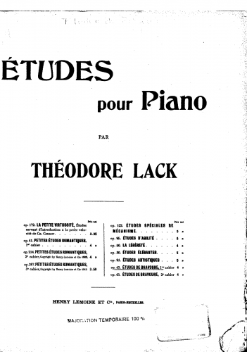 Lack - Études de bravoure, Op. 43 - Score