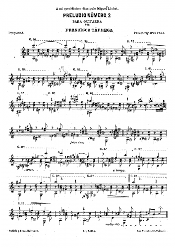 Tárrega - Prelude No. 2 - Score