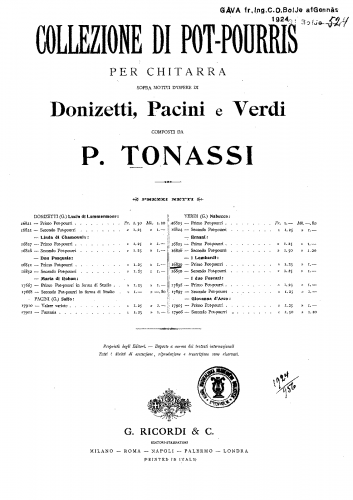 Tonassi - Pot-Pourris on Verdi's 'I Lombardi' - Potpourri No. 1