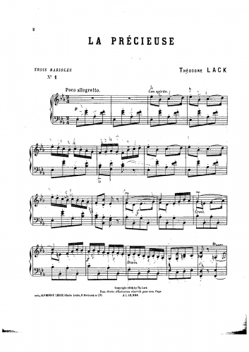 Lack - La Précieuse (Trois Babioles No 1) - Score