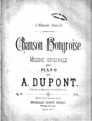 Dupont - Chanson Hongroise - Score