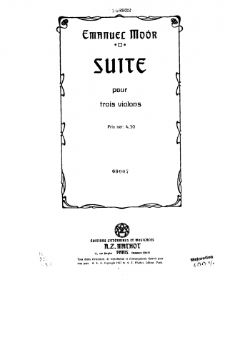 Moór - Suite for 3 Violins, Op. 133 - Score