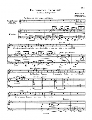 Liszt - Es rauschen die Winde - Score