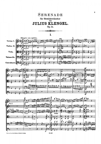 Klengel - Serenade for Strings, Op. 24 - Full Score