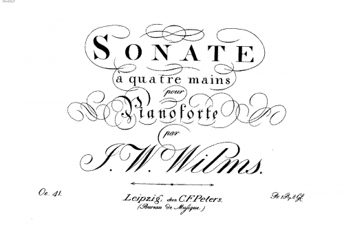 Wilms - Sonata for Piano Four Hands - Score