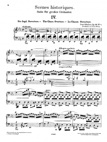 Sibelius - Scènes historiques II, Op. 66 - For Piano solo (Rebay) - Score