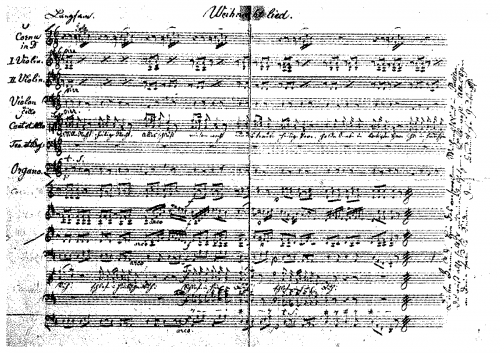 Gruber - Stille Nacht, heilige Nacht - For 2 Voices, Mixed Chorus, 2 Horns, 2 Violins, Cello, Organ (Composer) - Incomplete score, titled ''Weihnachtlied''