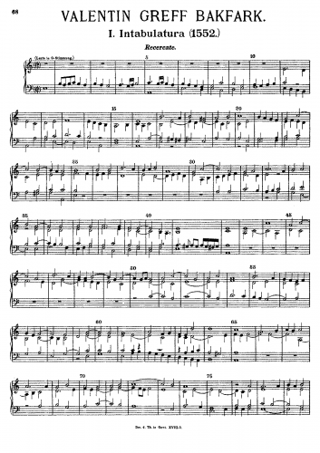 Bakfark - Intabulatura (1552) - Score