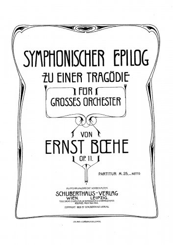 Boehe - Symphonischer Epilog zu einer Tragödie, Op. 11 - Full score