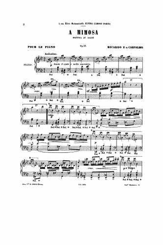 De Carvalho - A Mimosa, Op. 33 - Score