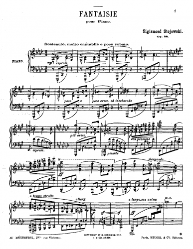 Stojowski - Fantaisie, Op. 38 - Score