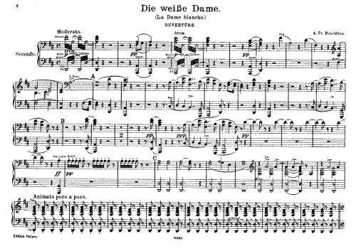 Boieldieu - La dame blanche - Overture For Piano 4 hands (Kleinmichel) - Score