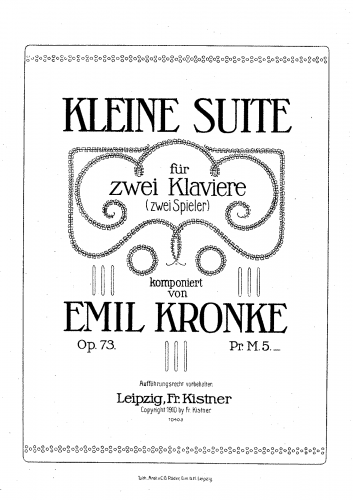 Kronke - Kleine Suite, Op. 73 - Score