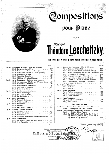 Leschetizky - 2 Preludes, Op. 49 - Piano Score