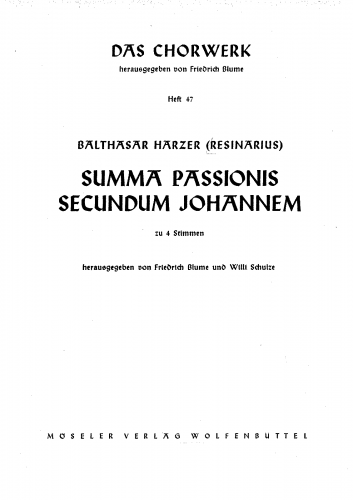 Resinarius - Summa Passionis Secundum Johannem - Score