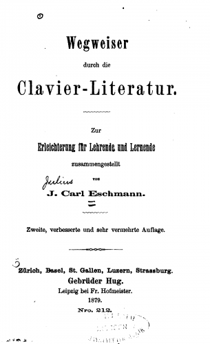 Eschmann - Wegweiser durch die Klavier-Litteratur - Other - Complete Book