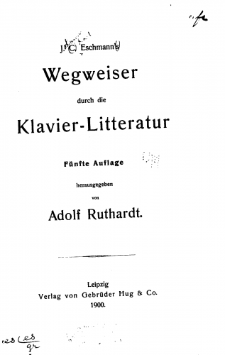 Eschmann - Wegweiser durch die Klavier-Litteratur - Other - Complete Book
