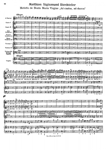 Biechteler - Motetto de Beata Maria Virgine 'Ad cantus, ad choros' - Score