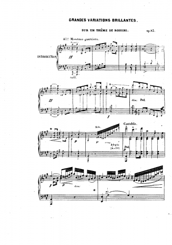 Kalkbrenner - Fantaisie et Variations brillantes sur l'Air Di tanti palpiti de Rossini - Score