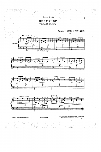 Chandelier - Berceuse, Op. 14 - Score