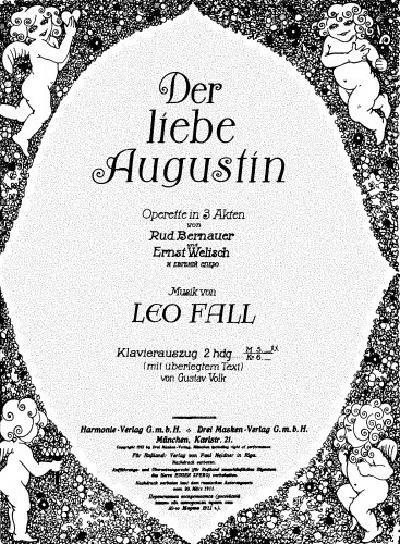 Fall - Der liebe Augustin - For Piano solo (Volk) - Piano score with supralinear text