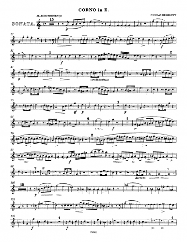 Krufft - Sonata for Horn and Piano in E major - Horn part (E)