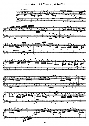 Bach - Sonata in G minor, Wq.62/18 - Score