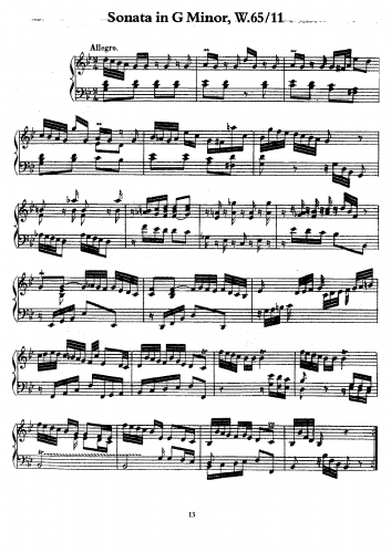 Bach - Sonata in G minor, Wq.65/11 - Score