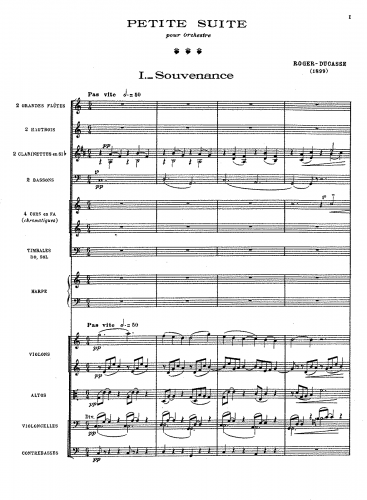 Roger-Ducasse - Petite suite - For Orchestra (Roger-Ducasse) - Complete Orchestral Score