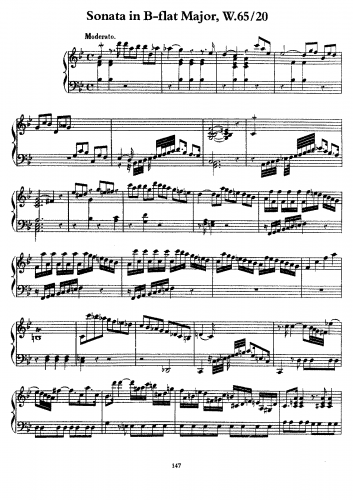 Bach - Sonata in Bb, Wq.65/20 - Score