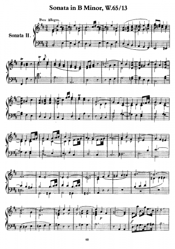 Bach - Sonata in B minor, Wq.65/13 - Score