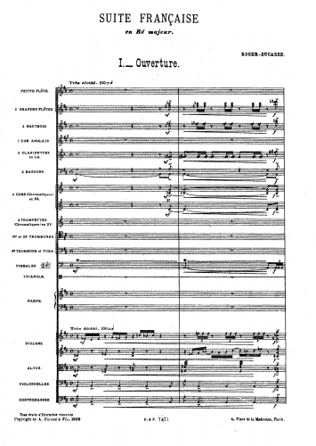 Roger-Ducasse - Suite française - Complete Orchestral Score