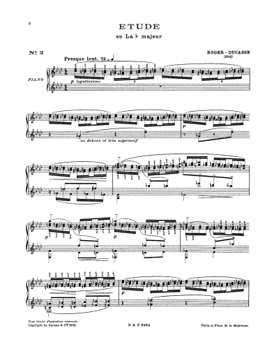 Roger-Ducasse - Étude in A-flat major - Score