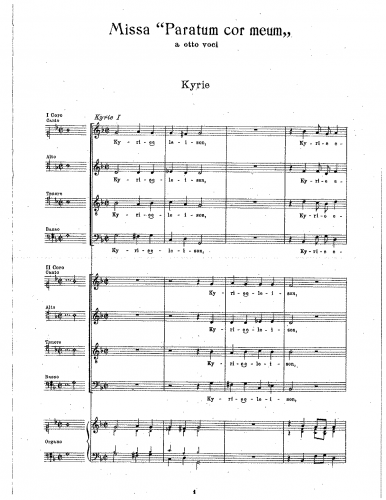 Banchieri - Missa Paratum cor meum - Score