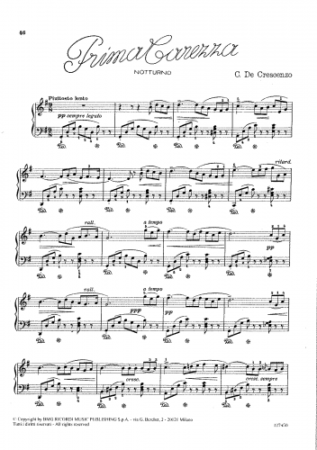De Crescenzo - Prima Carezza, Op. 120 No. 1 - Score