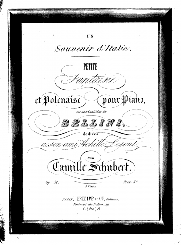 Schubert - Un Souvenir d'Italie - Score
