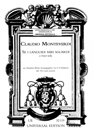 Monteverdi - Concerto. / Settimo Libro / di Madrigali / A l. 2. 3. 4. & Sei voci, con altri / generi de Canti, / di / Clavdio Monteverde / Maestro di Capella / Della Serenissima Republica / ''Nouamente Dato in Luce''. / Dedicato / alla Serenissima Mad
