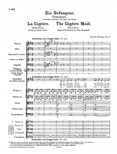 Berlioz - La Captive - Score
