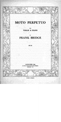Bridge - 3 Dances for Violin or Cello and Piano - Scores and Parts Moto Perpetuo (No. 3)