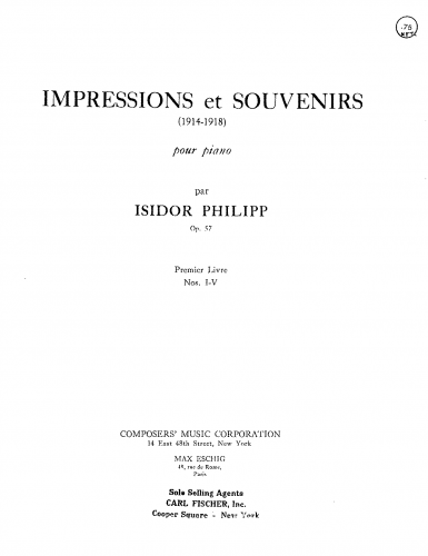 Philipp - Impressions et souvenirs - Piano Score