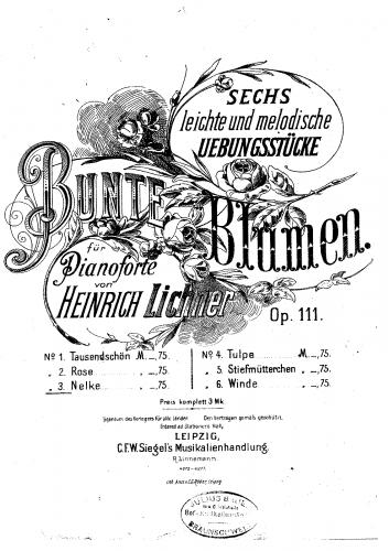 Lichner - Bunte Blumen, Op. 111 - Piano Score - 3. Nelke