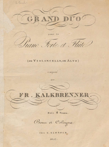 Kalkbrenner - Grand Duo for Flute or Cello or Viola and Piano - Piano Score