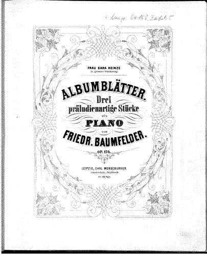 Baumfelder - Albumblätter - Piano Score - Score