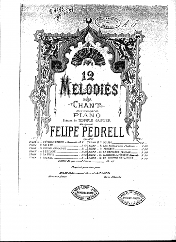 Pedrell - Consolations - Vocal Score - Score