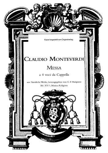 Monteverdi - Messa a 4 voci - Scores and Parts - Score