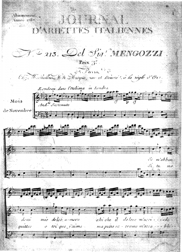 Mengozzi - L'Italiana in Londra - Score
