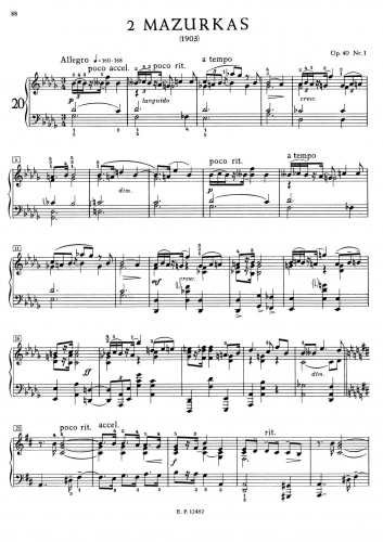 Scriabin - Mazurkas, Op. 40 - Score